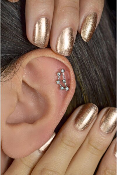 Sacce Scarves&Accessories Oğlak Burcu Küpe Takımyıldızı Yıldızlı Piercing Helix Gümüş Renk