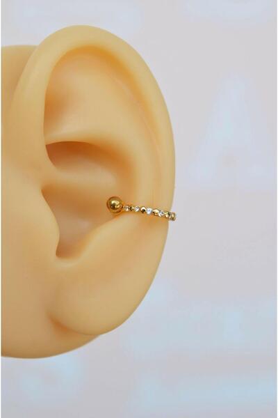 Sacce Scarves&Accessories Taşlı Gold Piercing Helix Conch Kıkırdak Küpesi