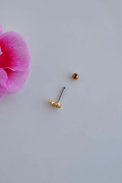 Sacce Scarves&Accessories Gold Renkli Taşlı Ay Figürlü Piercing Helix Kıkırdak Conch Lob