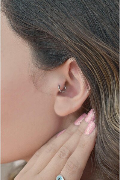 Sacce Scarves&Accessories 6 mm Halka Model Düz Çelik Tragus Piercing Gümüş Renk
