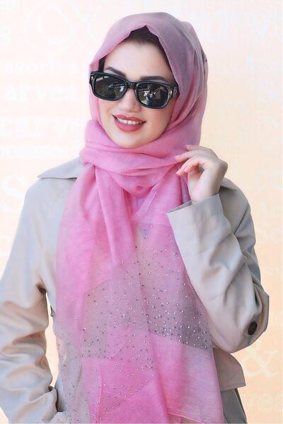 Sacce Scarves&Accessories Μεταξωτό σάλι με λεπτομέρεια από ροζ πέτρα