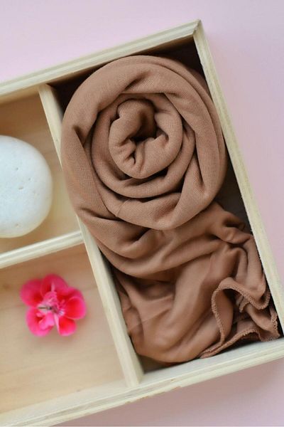 Sacce Scarves&Accessories Mocca Brown Colored Lycra Viscose Combed Cotton Shawl Lycra Scarf