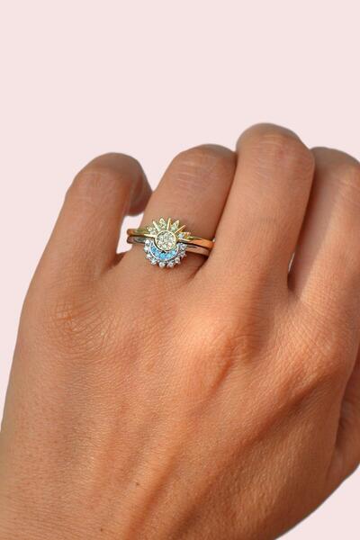 Sacce Scarves&Accessories Ay ve Güneşli Yüzük Ay Güneş İkili Yüzük Dostluk Çi...