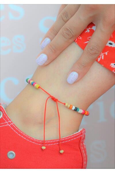 Sacce Scarves&Accessories Colorful Mini Wooden Beaded Anklet