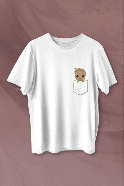 Kendim Seçtim Tricou imprimat cu buzunar Baby Groot Marvel Guardians of the G...