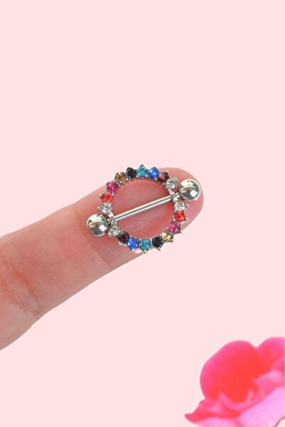 Sacce Scarves&Accessories Multicolor Taşlı Nipple Piercing Çok Renkli Meme Uc...