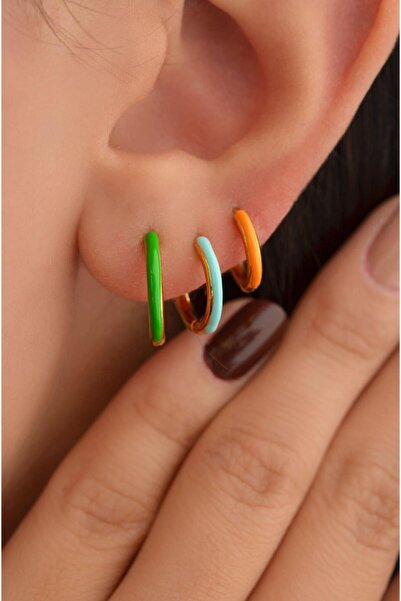Sacce Scarves&Accessories Colorful Steel Hoop Earring Set of 3