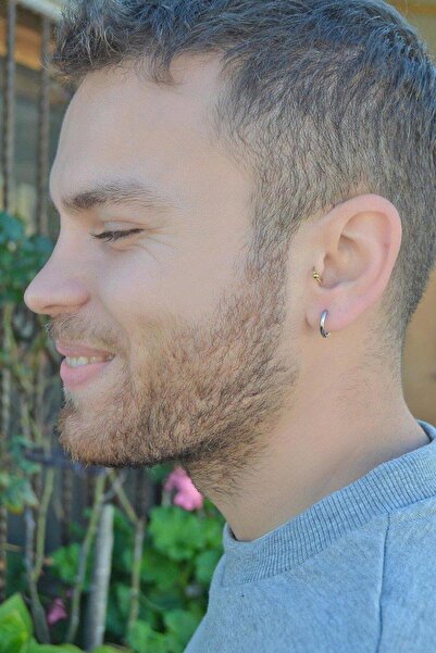 Sacce Scarves&Accessories حلق فضي اللون صغير الحجم للرجال من الفولاذ