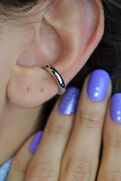 Sacce Scarves&Accessories Gümüş Renkli Sıkıştırmalı Kıkırdak Küpesi Düz Earcuff