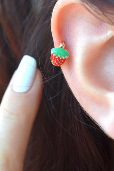 Sacce Scarves&Accessories Kırmızı Çilek Helix Piercing Kıkırdak Lob Çilekli K...
