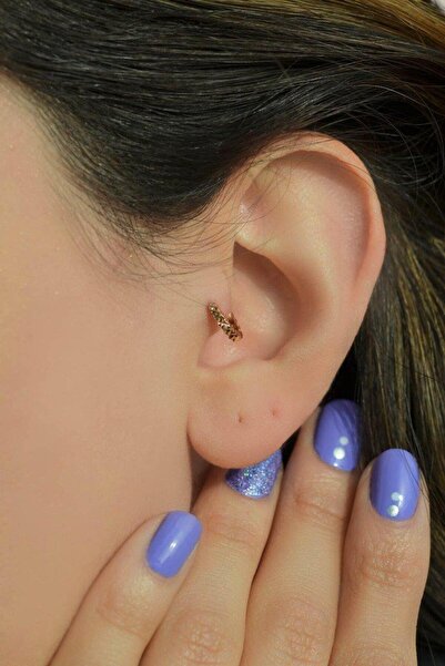 Sacce Scarves&Accessories Lazer Kesim Altın Model Halka Tragus Helix Kıkırdak Piercing 6 Mm