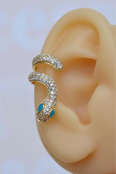 Sacce Scarves&Accessories Sevimli Mavi Gözlü Yılan Earcuff Sıkıştırmalı Kıkır...