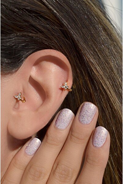 Sacce Scarves&Accessories Gold Kelebek Tragus Piercing