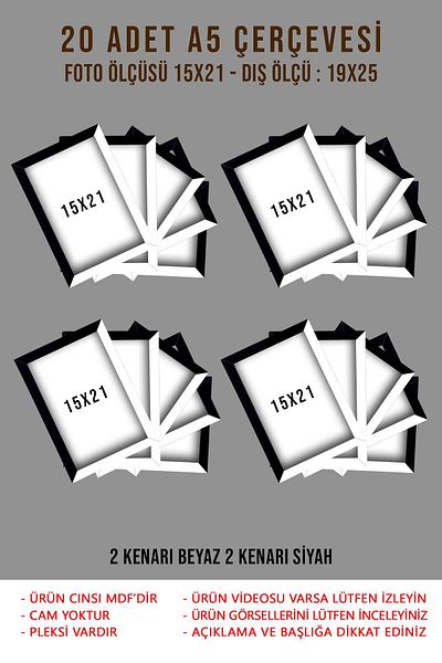 yhfoto 20 Pieces 15x21 Photo Frame - 20 Pieces A5 MDF Frame