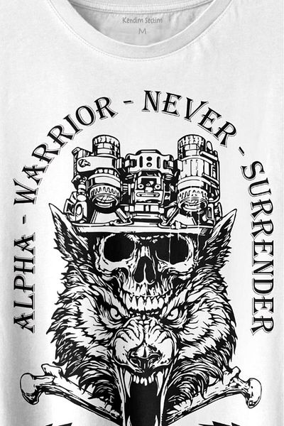 Kendim Seçtim Μπλουζάκι Unisex Μπλουζάκι με στάμπα Alpha Warrior Military Warrior Wolf Greywolf
