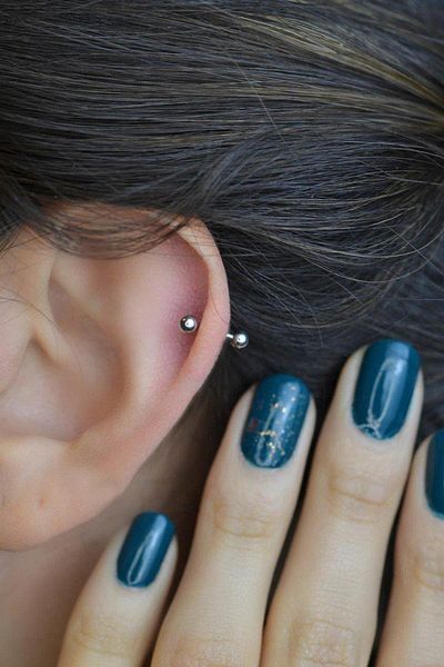 Sacce Scarves&Accessories 8 mm Silver Color Two Ends Ball Steel Piercing - Eyebrow Helix Cartilage