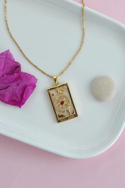 Sacce Scarves&Accessories Çelik Kader Şans Kolye Tarot Kolye Şans Sembolü Gol...