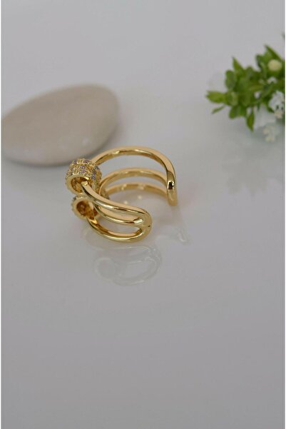 Sacce Scarves&Accessories Zirkon Halka Detaylı Çoklu Earcuff Sıkıştırmalı Kıkırdak Küpesi