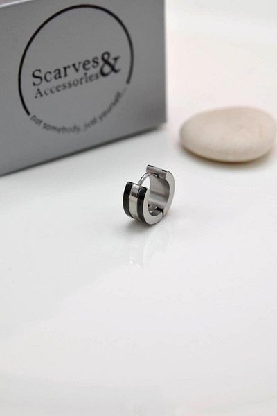 Sacce Scarves&Accessories Men's Two Color Steel Hoop Earrings