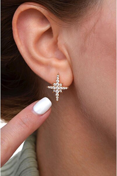 Sacce Scarves&Accessories Taşlı Kuzey Yıldızı Küpe Dayanıklı Küpe Kutup Yıldı...