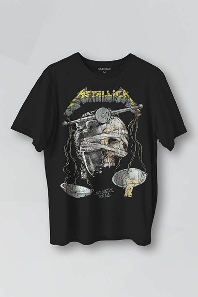 Kendim Seçtim Μαύρο μπλουζάκι Metallica και Justice for All Rock με μεταλλική στάμπα