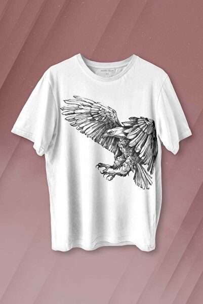 Kendim Seçtim Tricou Alb - Eagle Black Eagle Printed