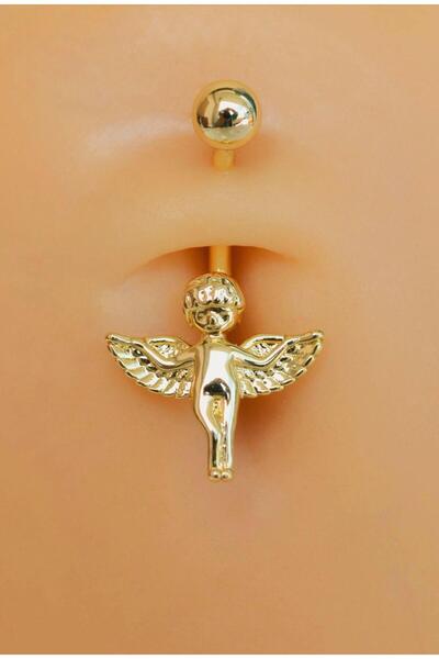 Sacce Scarves&Accessories Çelik Melek Figürlü Göbek Piercing Gold