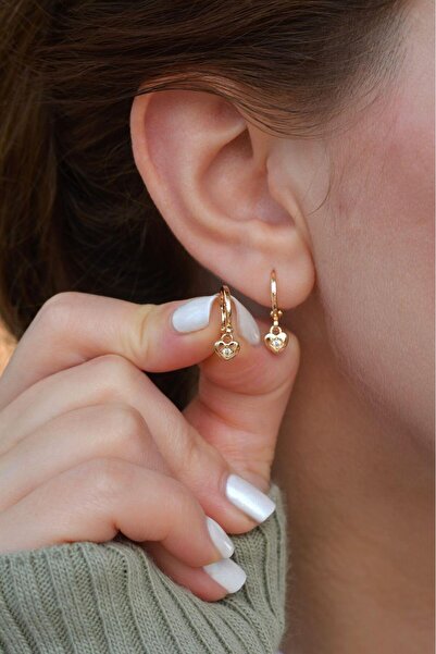 Sacce Scarves&Accessories Mini Kalp Sallantılı Halka Küpe Kalpli Mini Küpe