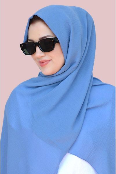 Sacce Scarves&Accessories Indigo Blue Shawl - Crinkle Fabric, Ironing Free
