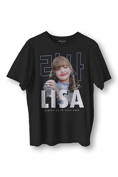Kendim Seçtim Tricou negru cu imprimeu Lisa BlackPink Blac Pink Muzică coreeană BLINK