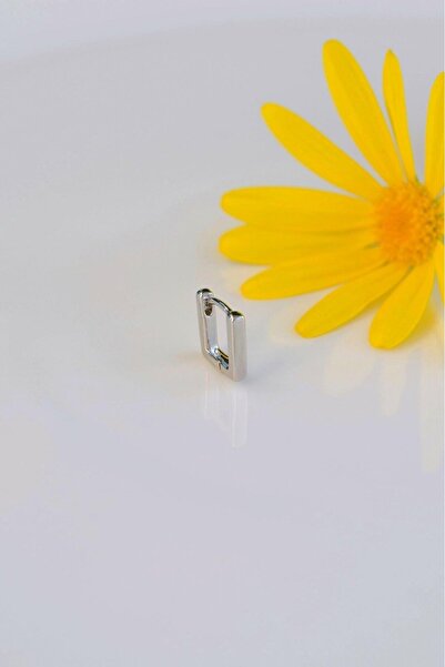 Sacce Scarves&Accessories Gümüş Renkli Rodyum Mini İnce Kare Halka Tragus Pie...