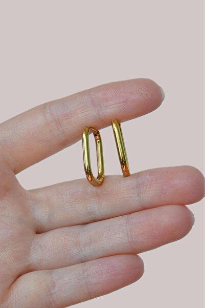 Sacce Scarves&Accessories Çelik Oval Halka Küpe Gold Renk