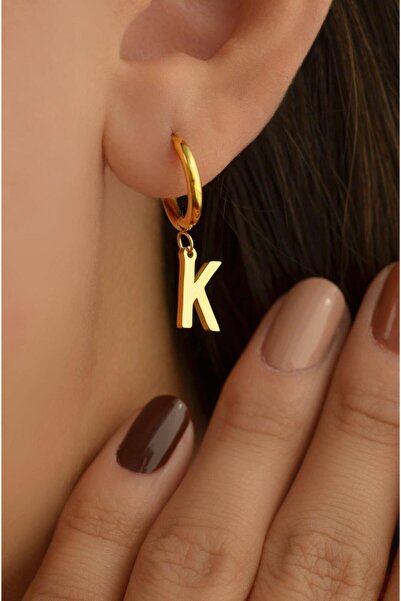 Sacce Scarves&Accessories الذهب الصلب حرف K حلق قطعة واحدة