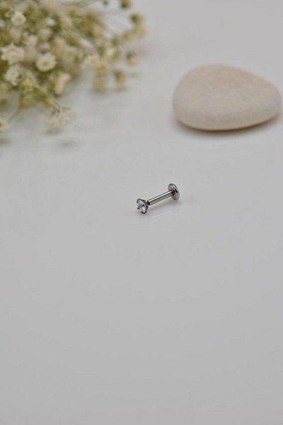 Sacce Scarves&Accessories Tektaş Steel Piercing Tragus Helix Cartilage 6 Mm Silver Colored