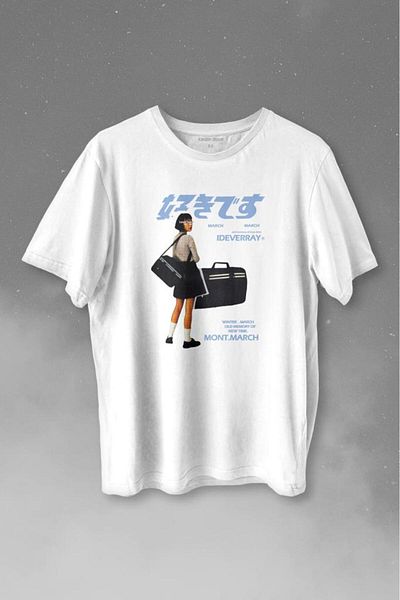 Kendim Seçtim Tricou unisex cu imprimeu Kanji Hip Hop în stil Harajuku