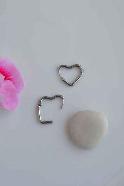 Sacce Scarves&Accessories Silver Colored 14 mm Steel Heart Model Earrings