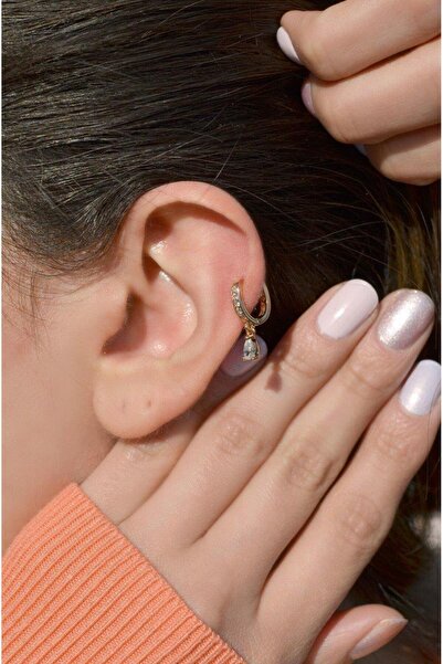 Sacce Scarves&Accessories Damla Zirkon Taşlı Halka Helix Kıkırdak Küpesi