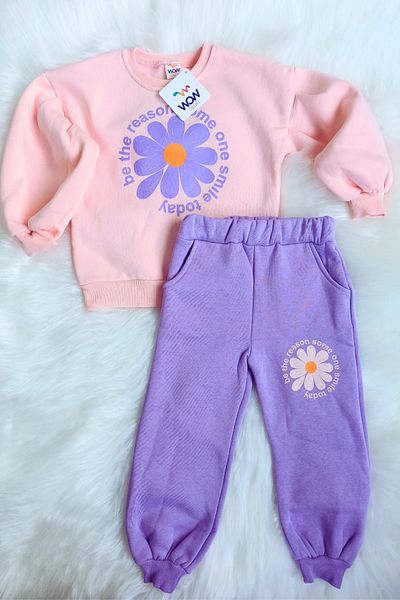 Nisankids 5-8 Years Old Girl's Tracksuit Set - Bottom-Top Raster, 100% Cotton