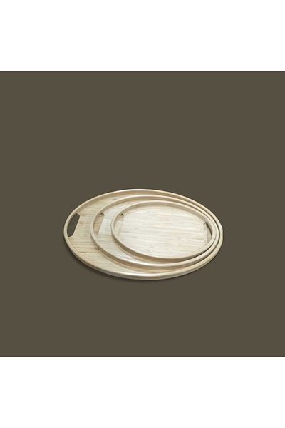 AURA Bamboo Oval 3-Piece Serving Tray
