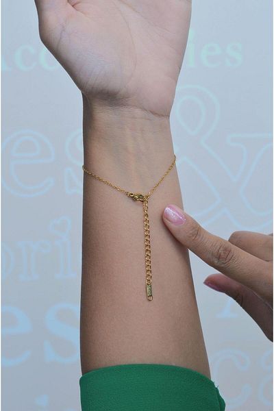 Sacce Scarves&Accessories Stoned Steel Shahmaran with Clover Detail, Gold Color