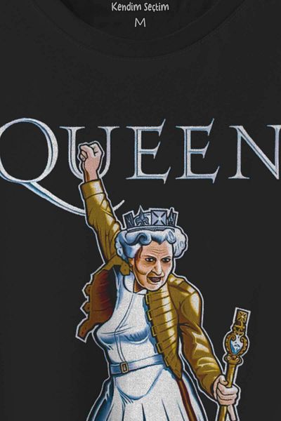 Kendim Seçtim Tricou negru imprimat Queen Queen Elizabeth The Crown Tricou unisex
