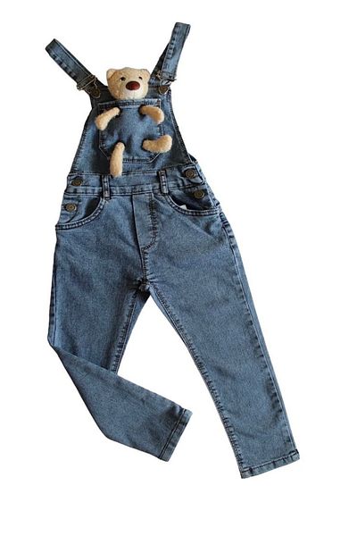 yagmurgiyim Salopetă din denim cu ursuleț de pluș albastru unisex - Glrb 123