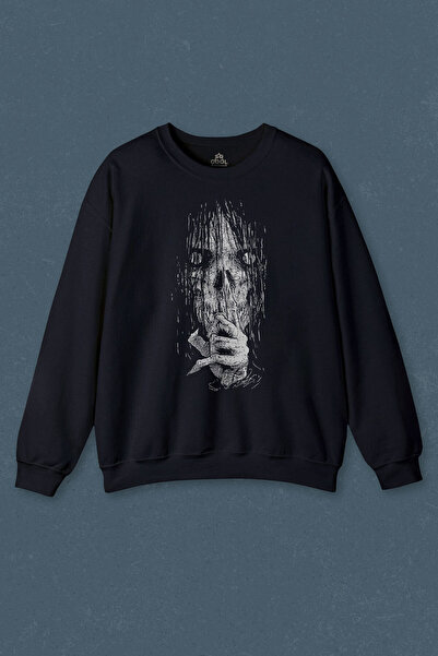 so cool Hanorac Albastru Marin Gothic Ghost Dark Halloween Gotic Printed Swea...