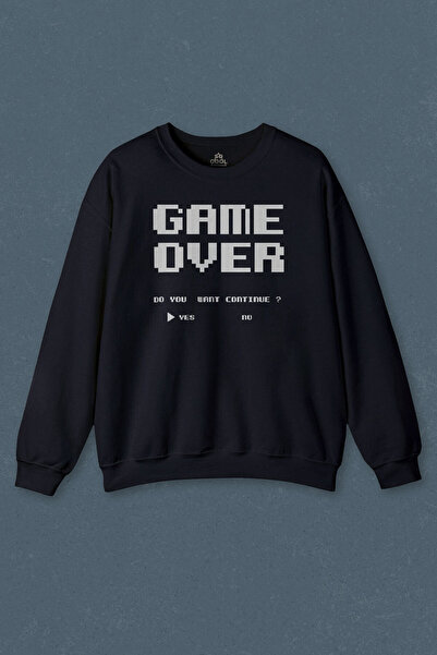 so cool Hanorac bleumarin Game Over Atari Retro Pixel Game Printed Unisex Sweat