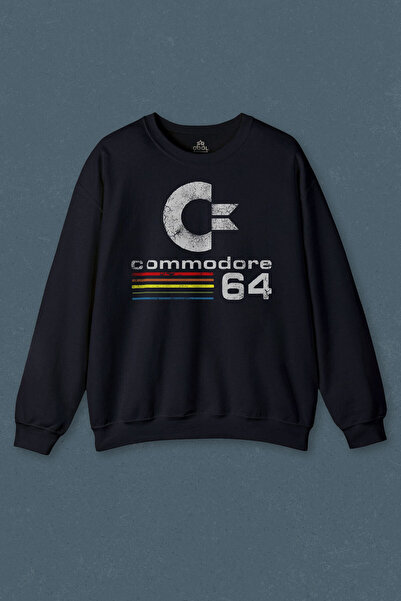 so cool سويت شيرت كحلي كومودور 64 لعبة حنين قديمة مطبوعة بالكمبيوتر للجنسين