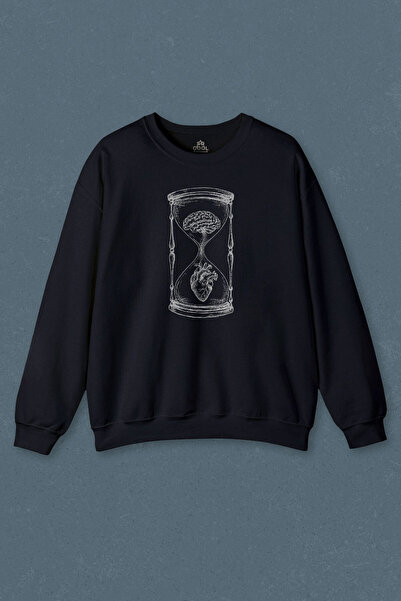 so cool Hanorac bleumarin Hourglass Heart Brain Love Logic Imprimat Sweat unisex