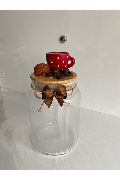 GÖNÜL Ceramic Varnished 800ml Jar with Cup