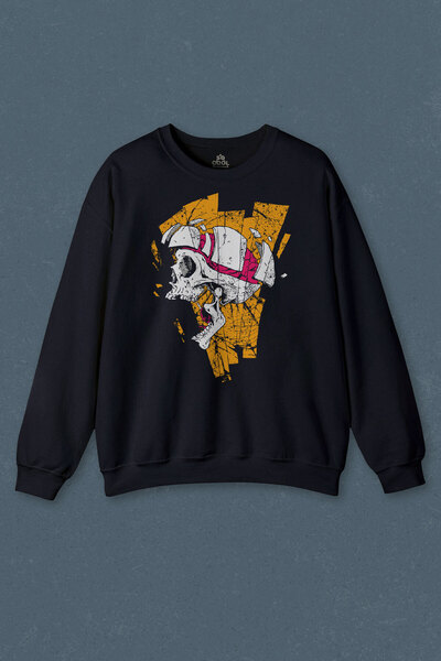 so cool Hanorac bleumarin Skull Metal Skull Rock Imprimat Sweat unisex