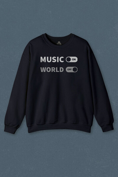 so cool Hanorac bleumarin Music On World Off Music World Sweat unisex imprimat