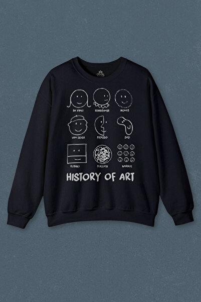 so cool Hanorac Albastru Marin Istoria Artei Monet Dali Da Vinci Imprimat Swe...